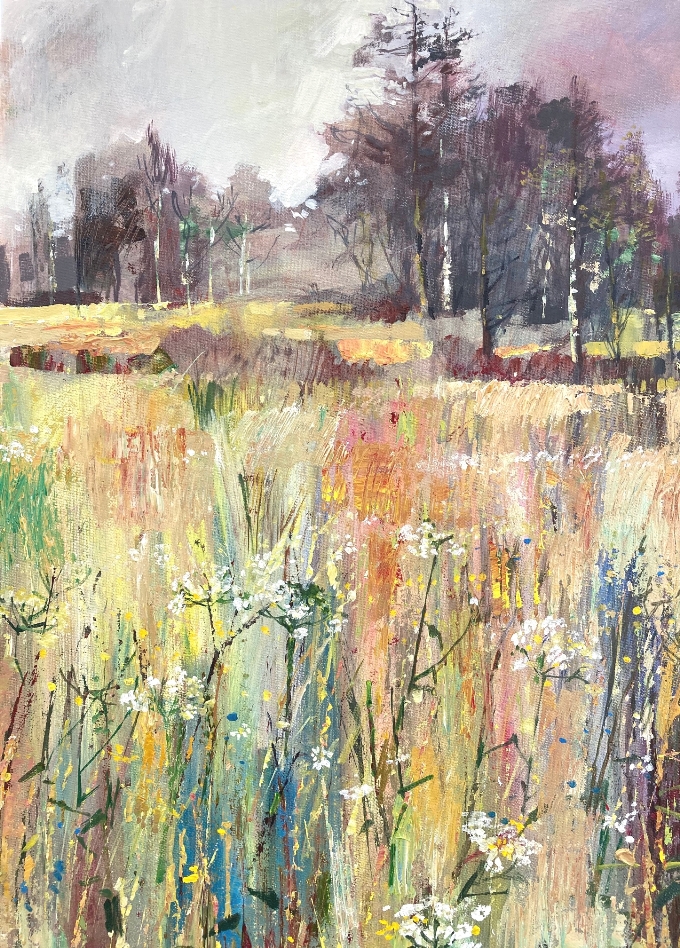 'Summer Meadows' in mixed media with Frances Winder 