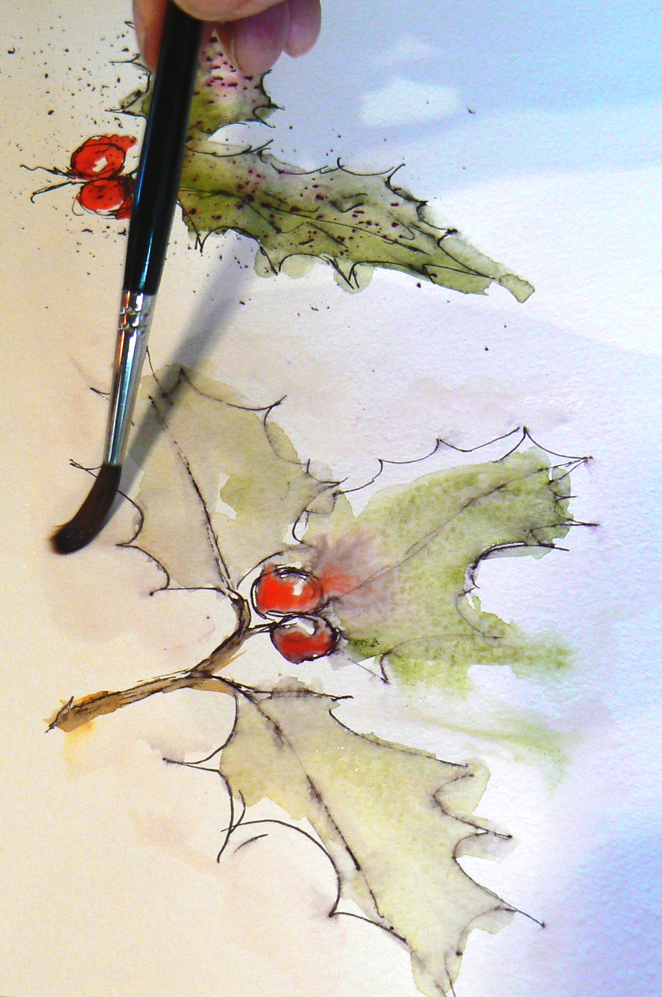 Discovering  'Pen & Wash' with optional Christmas hint with Margaret Jarvis