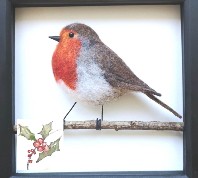 'Needle Felted Garden Birds ~ 'The Robin' at Christmas with Helen Hammond  (low relief)