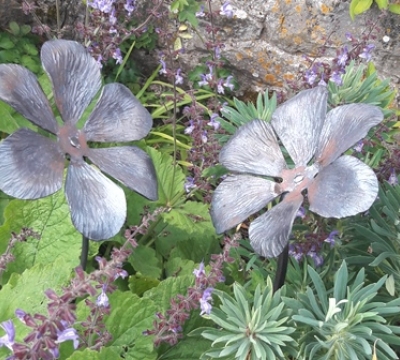 Blacksmith For a Day - Two Sculptural Garden Flowers
